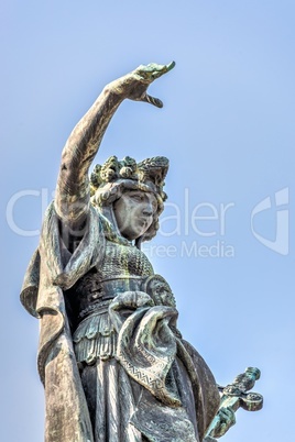 Statue of Liberty at the top of the monument in Ruse, Bulgaria