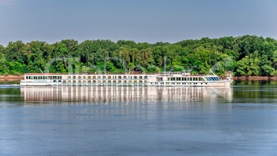 Cruise ship on the Danube river near the city of Ruse, Bulgaria