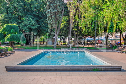 Small fountain near the Freedom Monument in the city of Ruse, Bu