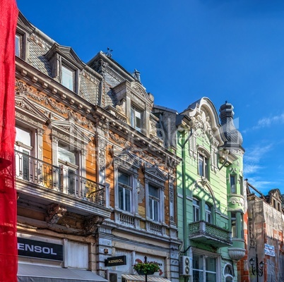 Old houses in the city of Ruse in Bulgaria