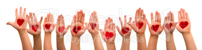 Kids Hands With Heart Symbol And Smileys, Isolated Background