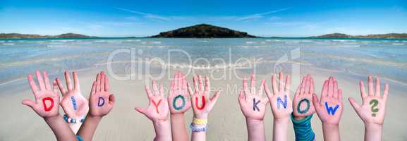 Children Hands Building Word Did You Know, Ocean Background