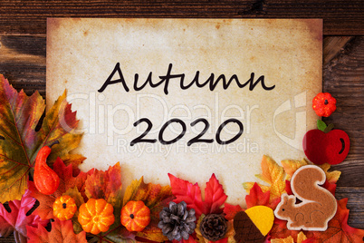 Old Paper With Autumn 2020, Colorful Autumn Decoration