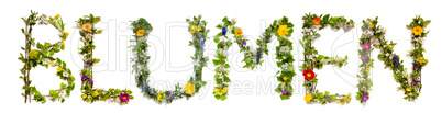 Flower And Blossom Letter Building Word Blumen Means Flowers