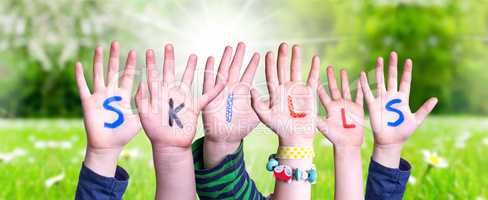 Children Hands Building Word Skills, Grass Meadow