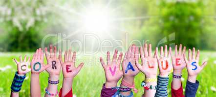 Children Hands Building Word Core Values, Grass Meadow