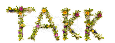 Flower And Blossom Letter Building Word Takk Means Thank You