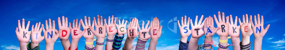 Children Hands, Kinderrechte Staerken Means Strengthen Children Rights, Blue Sky