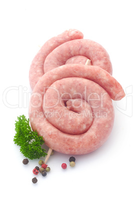 Raw Spiral Bratwurst