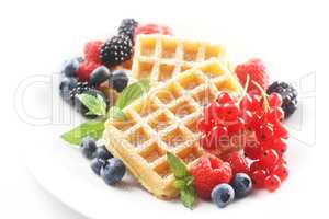 Waffles with Mixed Berries