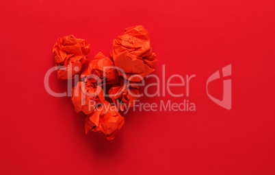 Red paper balls shaped as aheart