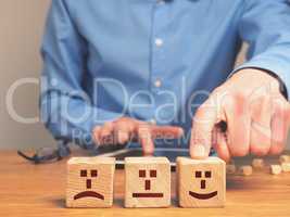 Concepual ranking business image with small wooden blocks