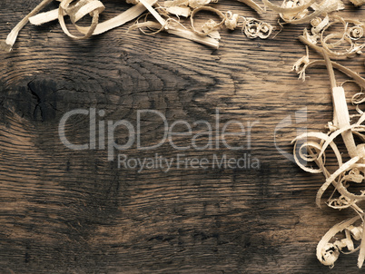 Rustic wood with wood shavings and space for text