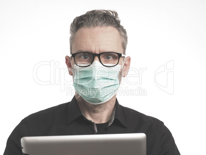 Businessman with a medical mouth guard