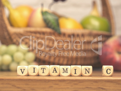 Small wooden blocks with the words vitamin C