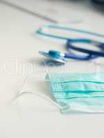 Medical mouthguard on a doctor's desk, selective focus on the fo
