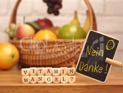 Small wooden blocks with the inscription Vitamin deficiency? No