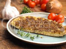 Tasty manaqish with thyme and sesame