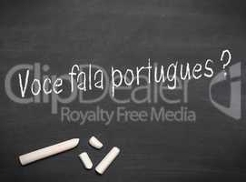 Portuguese text with the words Do you speak Portuguese? on a bla