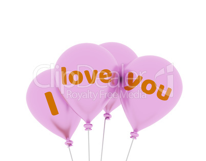 Shiny pink balloons with the words I love you