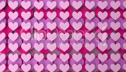 Modern Valentines Day background with stackes heart shapes