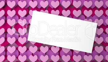 Modern Valentines Day background with stackes pink heart shapes