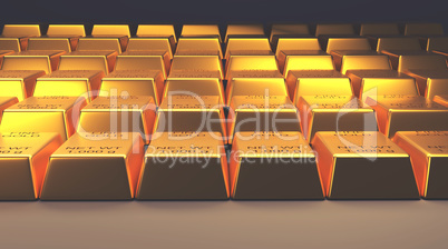 Stacked gold bars on a dark background