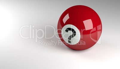 Q and A or FAQ concept with red pool ball