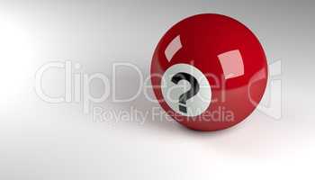 Q and A or FAQ concept with red pool ball