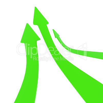 Green upswing arrows on white