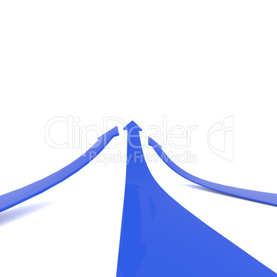 Blue upswing arrows on white