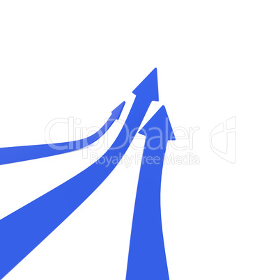 Blue upswing arrows on white
