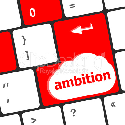 computer keyboard with ambition button - business concept