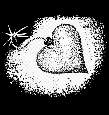 Heart love bomb spark fire icon sketch . Valentine day passion illustration tattoo style.