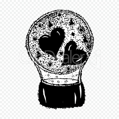 Hearts in a snowball love vector illustration tattoo