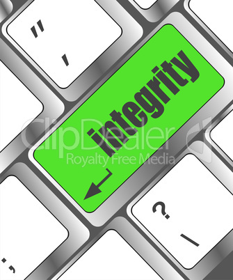 A computer keyboard with keys spelling integrity, Learn concept
