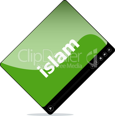 Video player for web, islam word on it