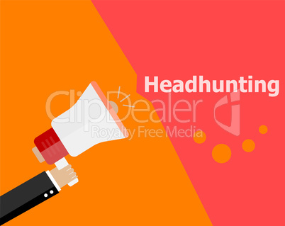 flat design business concept. Headhunting. Digital marketing business man holding megaphone for website and promotion banners.
