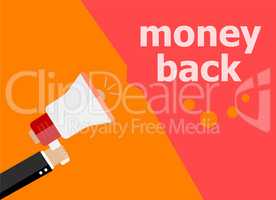 flat design business concept. Money back digital marketing business man holding megaphone for website and promotion banners.