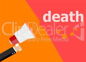 flat design business concept. death. Digital marketing business man holding megaphone for website and promotion banners.
