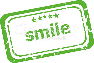 smile grunge rubber stamp isolated on white background