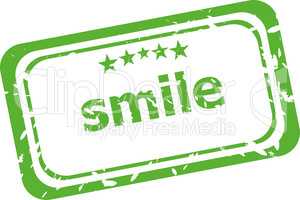 smile grunge rubber stamp isolated on white background