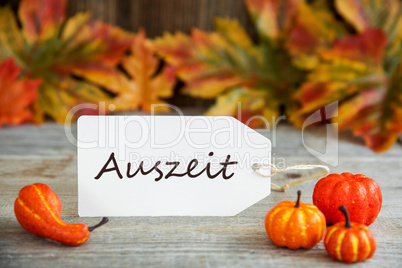 Label, Auszeit Means Relax, Pumpkin And Leaves