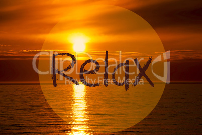 Romantic Ocean Sunset, Sunrise, English Text Relax