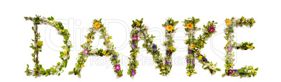 Flower And Blossom Letter Building Word Danke Means Thank You