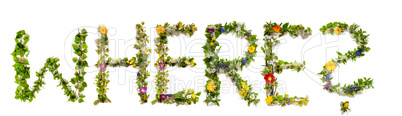 Flower And Blossom Letter Building Word Where