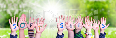 Children Hands Building Word Soft Skills, Grass Meadow