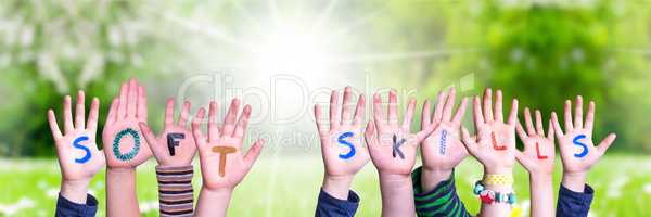 Children Hands Building Word Soft Skills, Grass Meadow