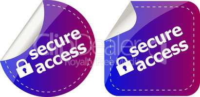 secure access with lock on stickers set isolated on white