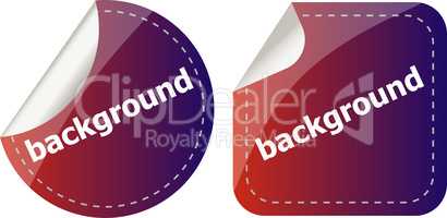 background word on stickers button set, label